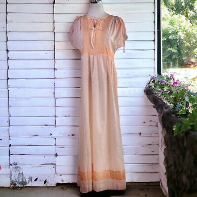 #ad Vintage Prairie Dress Womens Medium Boho Hippie Floral Maxi Peasant Lightweight $32.22