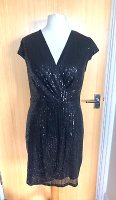 #ad Stella Morgan Ladies Dress 10 Sequin Party Evening Cocktail Cruise New Black GBP 11.99