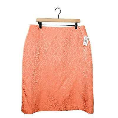 #ad NWT Ashley Stewart Orange Floral Jacquard Pencil Skirt Plus Size 16 $20.00