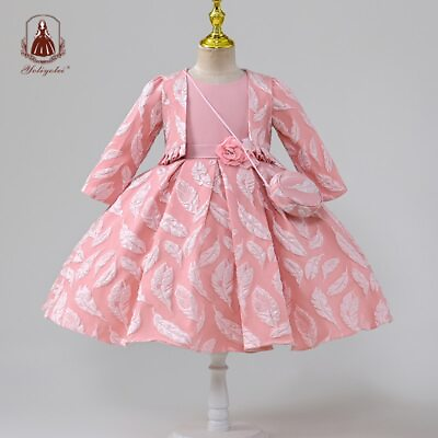 #ad Leafs Fashion Kids Dresses Girls Party Mid calf Jacket Bag Suit Puffy Girl Dress $72.69