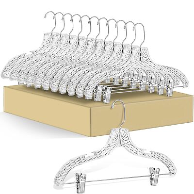 #ad 12 Quality Hangers Clear Skirt Pant Hangers 12 Pack Crystal Cut Hangers for Cl $30.15