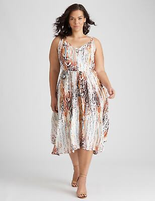 #ad Plus Size Womens Midi Dress Orange Summer Casual Beach Dresses AUTOGRAPH $99.99