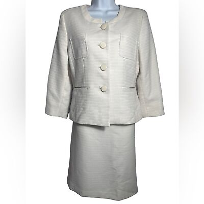 #ad NWT Kasper size 10 petite light beige and cream textured skirt suit $48.00