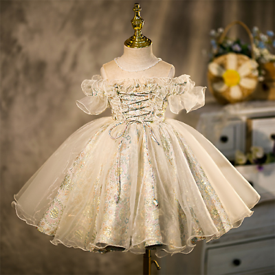 #ad Girl Dresses Ball Gown Tutu Princess Dress Beads Lace Dress Birthday Party Dress $72.13