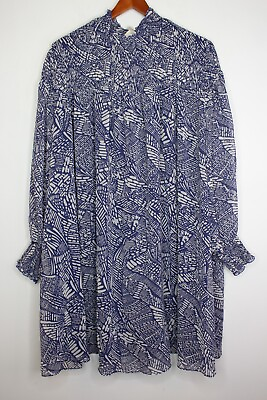 Women#x27;s Terra amp; Sky Smocked Dress Navy Plus Size 2X 20W 22W $18.99