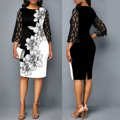 #ad Maxi Dress Womens Ladies Evening Party Cocktail Dress Plus Size Bodycon Dresses $19.11