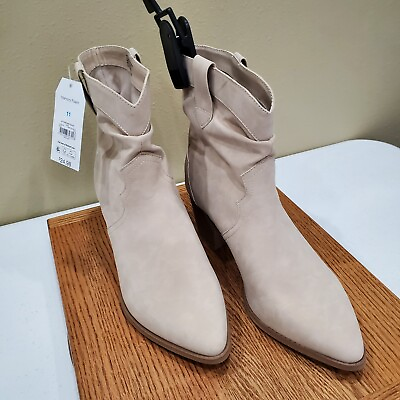 #ad #ad Time and Tru Womens Boots Size 11 Beige Western Slouch Faux Suede Memory Foam $24.99