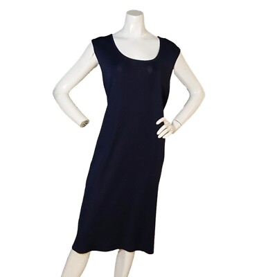 #ad Misook Woman Navy Blue Acrylic Short Sleeveless Long Dress sz 2X $150.00