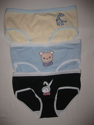 #ad #ad Shein girls 11 12yrs 3pk cute animal graphic bikini panties cream blue black $15.00