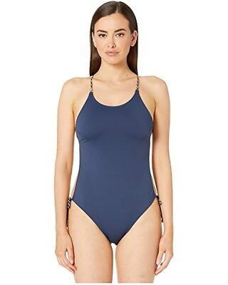Stella McCartney Women#x27;s 189728 Lacing Backless One Piece Blue Swimsuits Size S $194.75