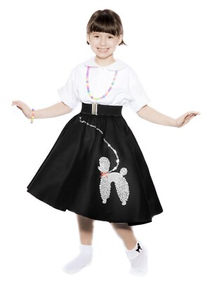 #ad Black Child Youth Size Felt Poodle Skirt Sock Hop Dance Party W22 28 L19 Hey Viv $24.99