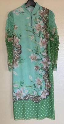 #ad Vivienne Tam Sheer Mesh Party Dress Long Sleeve 40 Knee Length Green Flowers $307.51