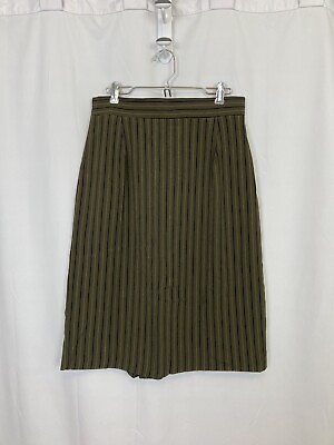 #ad Vintage Laura Kieffer for Susan Burrowes Striped Green Skirt Women Sz Small Fall $12.95