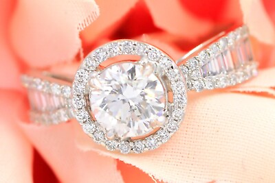 #ad GIA Natural Round Brilliant Cut Diamond 14K White Gold Engagement Ring 1.68 CTW $5795.00
