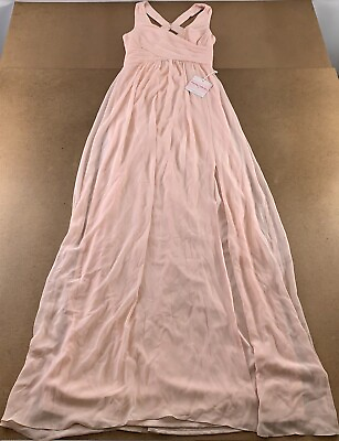 #ad Evening Collective Women#x27;s Size 6 Blush Side Slit Sleevless Maxi Dress NWT *Flaw $22.22