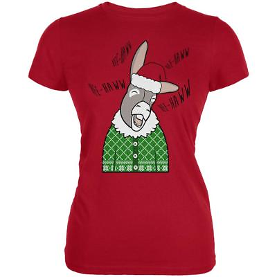 Italian Christmas Donkey Hee Haw Funny Cute Juniors Soft T Shirt $18.95