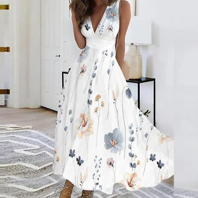 #ad Plus Size Chiffon Sexy Floral Print Dress for Women 2024 Summer Elegant Bohemian $23.99