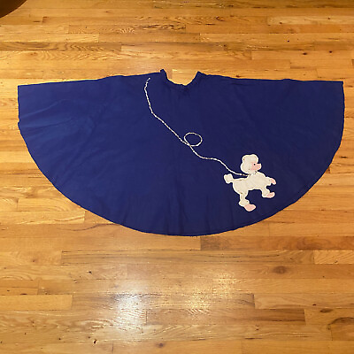 #ad Vintage Handmade Blue Felt Full Poodle Skirt Sz XS Retro Fifties Costume READ $13.28