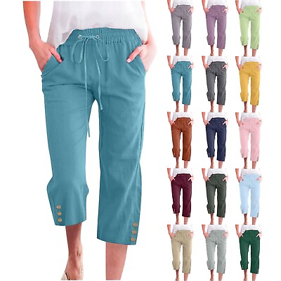 #ad Women#x27;s Capri Pants Loose Soft Drawstring Workout Sweatpants Causal Lounge Pants $20.08
