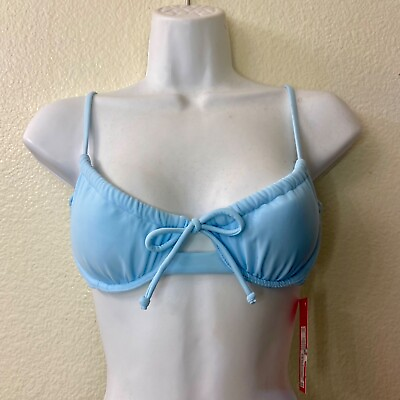 #ad Xhilaration Women#x27;s Junior#x27; Bikini top Shirred Underwire CottonCandy Blue Size S $17.04