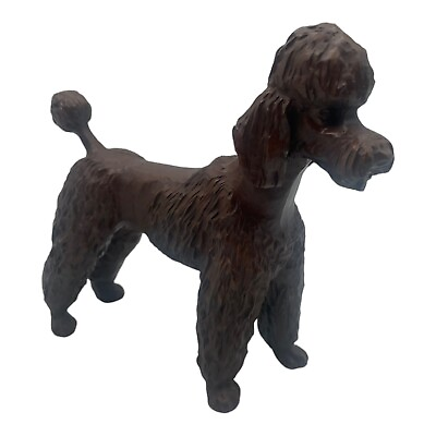 #ad #ad VTG Carved Resin Brown Standing Poodle Dog Figurine 5.75quot; Tall $11.99