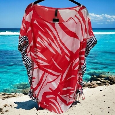 #ad NEW Victoria’s Secret Orangish Red amp; Blue Greek Inspired Beach Coverup Size XS S $37.98