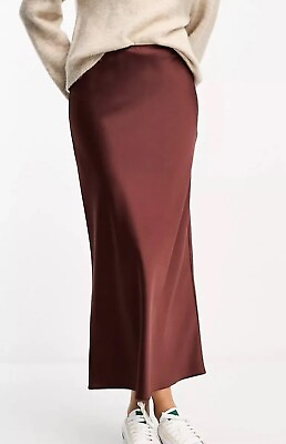 #ad Rihoas Satin Skirt Women’s Extra Small Long Burgundy Office Special Occasion GBP 14.99