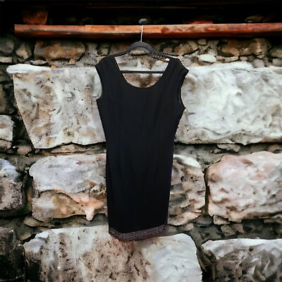 #ad Blushe Impressions Beaded Hem Black Dress Size 16 Cocktail Special Occasion LBD $47.20