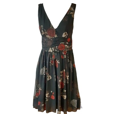 #ad FOREVER Dress Women’s Small Floral 70s Style Summer Cocktail Dress FLOWY Black $12.00