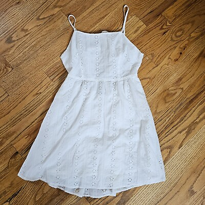 #ad Sundress Cotton Eyelet Size Small White Strapless Backless Spring Summer Garden $8.00