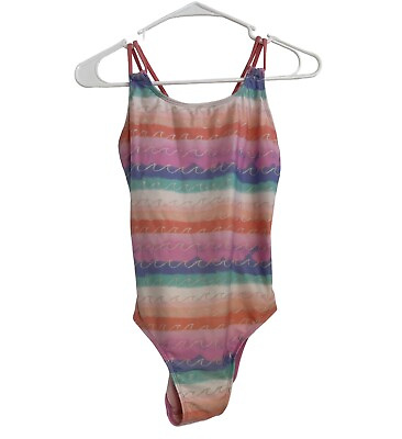 #ad Cat amp; Jack watercolor Pink waves swimsuit beach girls size XL 14 16 one piece $8.95