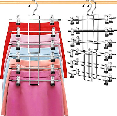 #ad Organization and Storage Skirt Pants Hangers Space Saving3 Pack 6 Tier Closet $9.99