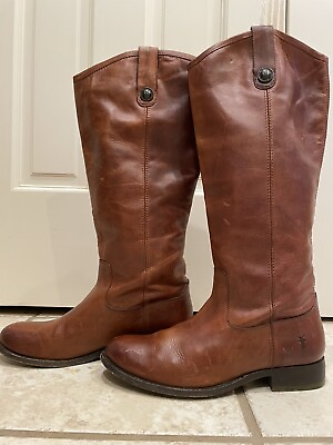 #ad Frye Womens Boots Melissa Button Tall Riding Leather Brown Pull On Size 8B 77167 $70.00