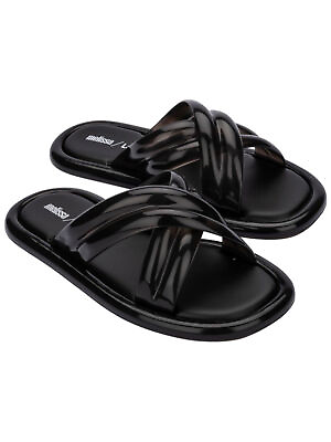 #ad MELISSA LARROUDE Womens Black Scented Calilarrou Toe Slip On Slide Sandals 7 $18.99