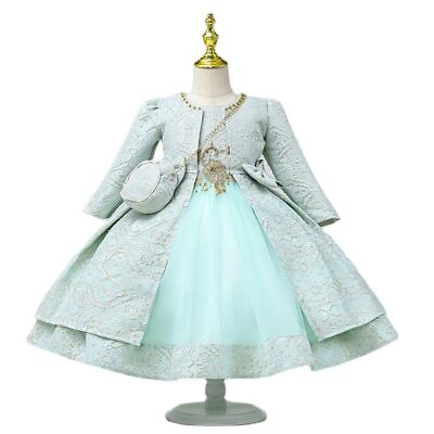 #ad #ad Long Jacket Girl Kid Dress Child 3pcs set O neck Cute Girls Birthday Party Dress $47.40