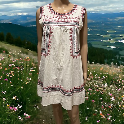 #ad Honey Punch Boho Cream Color Embroidered Dress Small $15.40