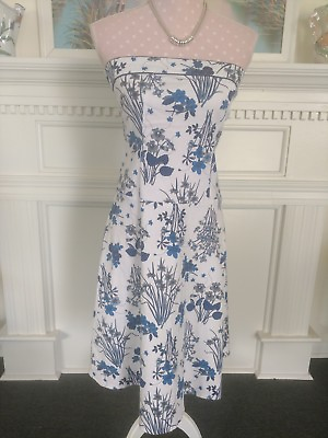 Just Choon Size 7 Sundress Cotton Spandex Strapless Fit amp; Flare Floral $19.00