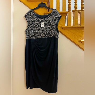 #ad Women’s Formal Cocktail Dress Plus Size 24W Gold Black Connected Sequins Lace $76.99