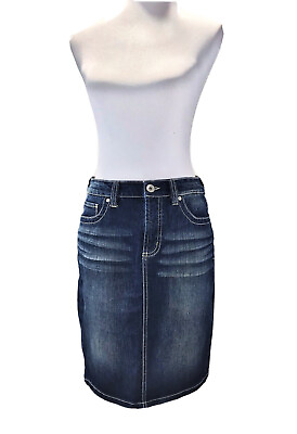 Nine West Jeans Women’s 6 28 Pencil Skirt Short Stretch Denim Blue Medium Wash $14.95