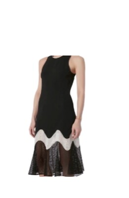 #ad Jonathan Simkhai Mesh Crocheted Cocktail Dress Black And White Size 2 $225.00