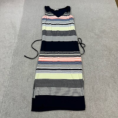 #ad Oasis ladies Maxi Dress Extra Small Mulitcoloured Striped Sleeveless Belt Lined GBP 15.95