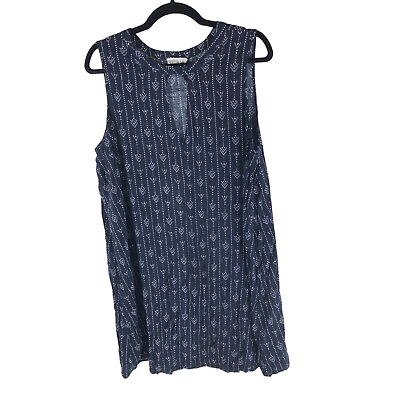 #ad Just Found Shift Dress Keyhole Neckline Sleeveless Geometric Navy Blue 3X $12.74