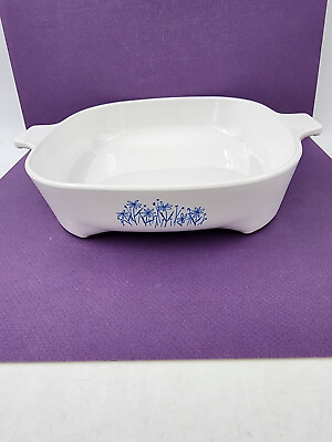 #ad Sears Corning Ware Blue Daisy Microwave Browning Footed Dish 8x8x2 Model 8467310 $24.99