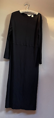 #ad J. Jill Womens Black Boat Neck Long Sleeve Pullover Maxi Dress Large Petite $33.70