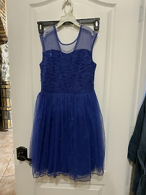 #ad Girl’s Blue Speechless Dress Size 16 Sequins Glitter Tulle $12.99