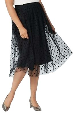 #ad #ad Isaac Mizrahi Live Special Edition Flocked Dot Tulle Skirt Black $29.99