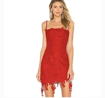 NEW NBD Size XS Red Lace Cocktail Party Lace Sexy Embroidered Mini Dress REVOLVE $34.89