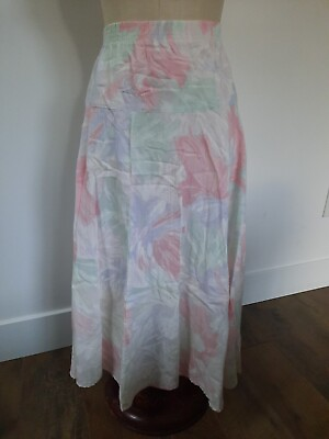 #ad VTG Giovelli Women#x27;s Size 34 L Skirt Long Midi Pink White Made in USA $18.00