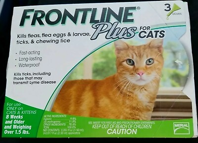 #ad *FRONTLINE Plus for Cats Flea and Tick Medicine Cat Feline 3 Month Supply Kitten $36.99