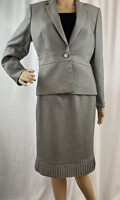 #ad Kasper Petites Women#x27;s 2 Piece Skirt Suit Set Gray Tweed Size 6 P $38.49